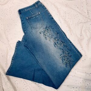 Y2K VUSSY Boho Wide Leg Embroidered Jeans Women’s 10
